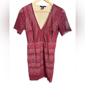 Forever 21 v-neck lace mini dress. Burgundy lace, lined size M